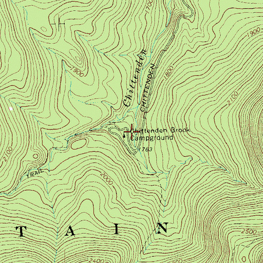 Topographic Map of Chittenden Brook Campground, VT