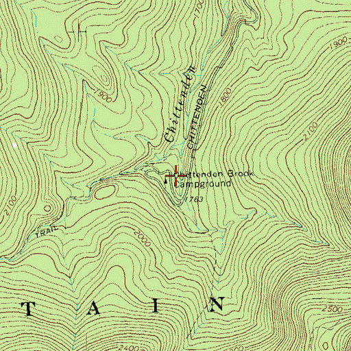 Topographic Map of Chittenden Brook Campground, VT