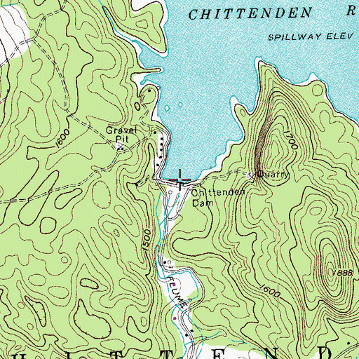 Topographic Map of Chittenden Dam, VT