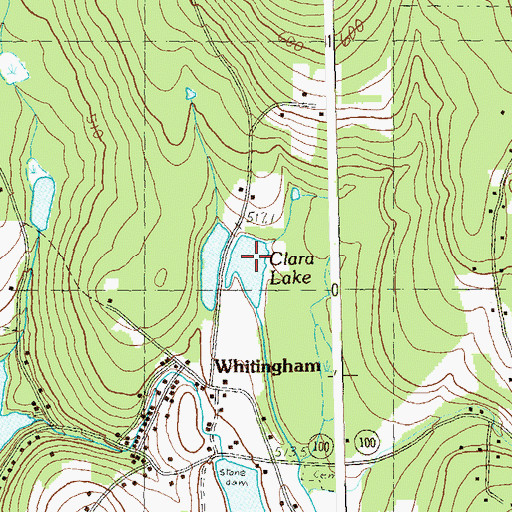 Topographic Map of Clara Lake, VT
