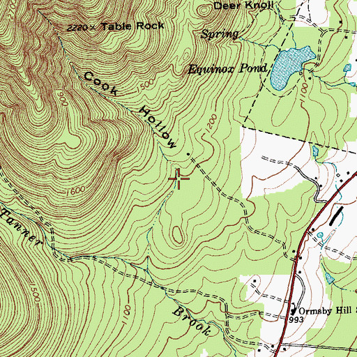 Topographic Map of Cook Hollow, VT