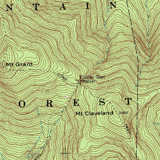Topographic Map of Cooley Glen Shelter, VT