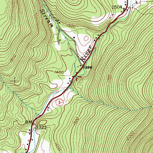 Topographic Map of Crazy John Stream, VT