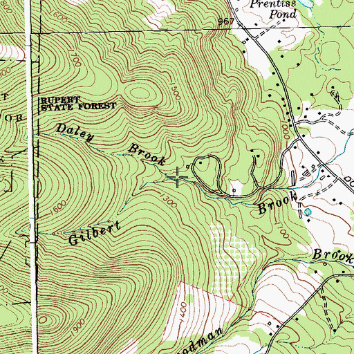Topographic Map of Daley Brook, VT