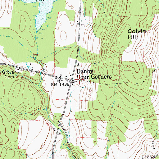 Topographic Map of Danby Four Corners, VT