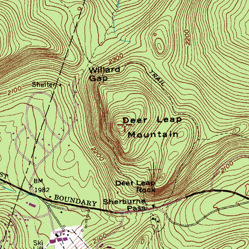 Topographic Map of Deer Leap Mountain, VT