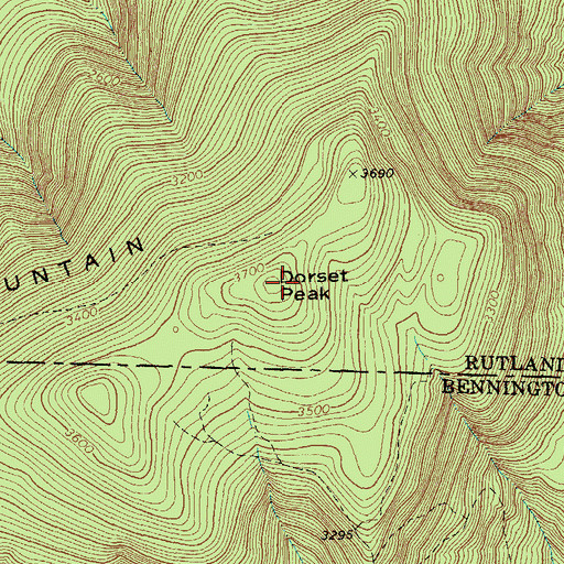 Topographic Map of Dorset Mountain, VT