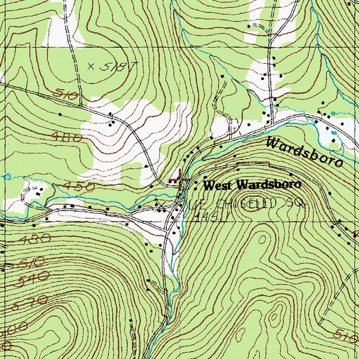 Topographic Map of Dover Brook, VT