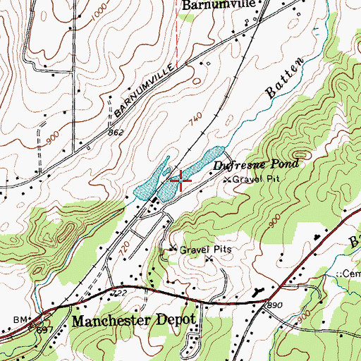 Topographic Map of Dufresne Pond, VT