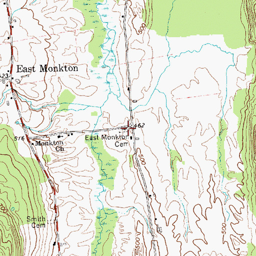 Topographic Map of East Monkton Cemetery, VT