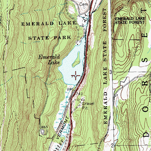 Topographic Map of Emerald Lake, VT