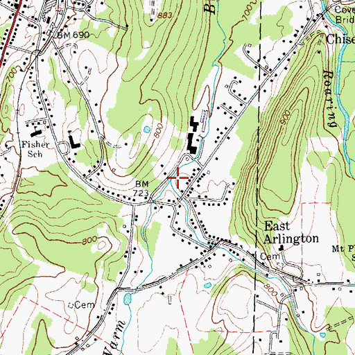 Topographic Map of Fayville Branch, VT