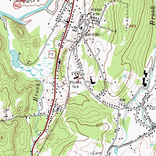 Topographic Map of Fisher Elementary School, VT