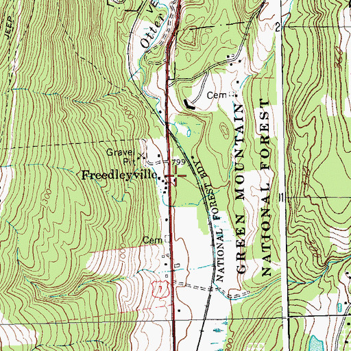Topographic Map of Freedleyville, VT