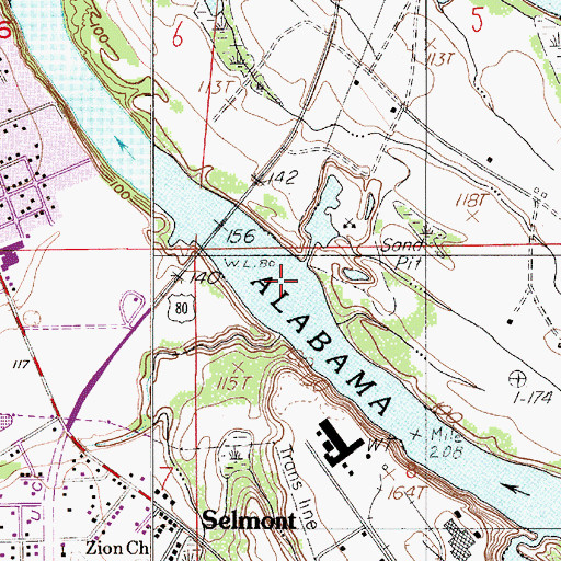 Topographic Map of Tipton Bar, AL
