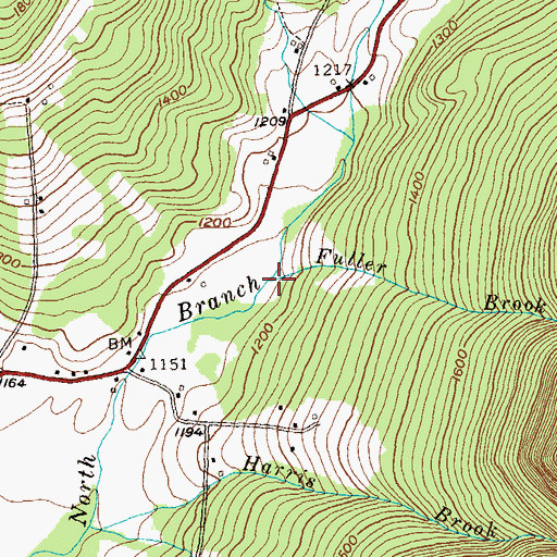 Topographic Map of Fuller Brook, VT