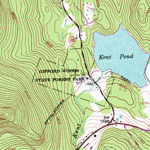 Topographic Map of Giffords Woods State Forest Park, VT