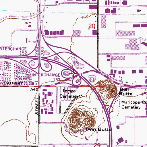 Topographic Map of Interchange One Hundred Fifty Three, AZ