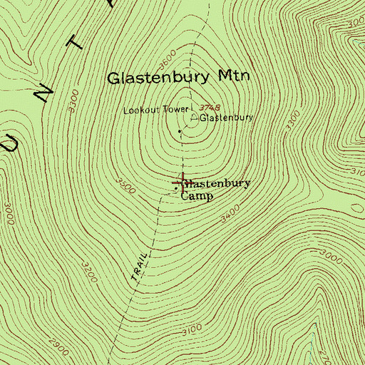 Topographic Map of Glastenbury Camp, VT