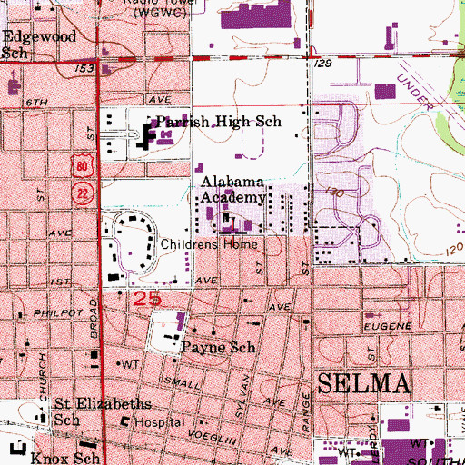 Topographic Map of Trinity Lutheran Church, AL