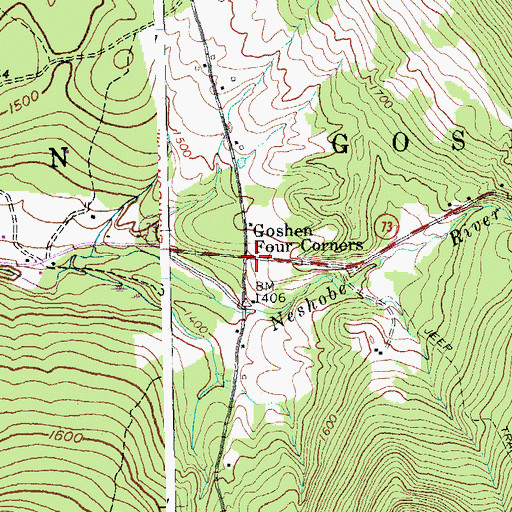 Topographic Map of Goshen Four Corners, VT
