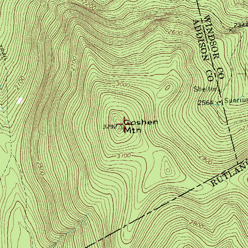Topographic Map of Goshen Mountain, VT