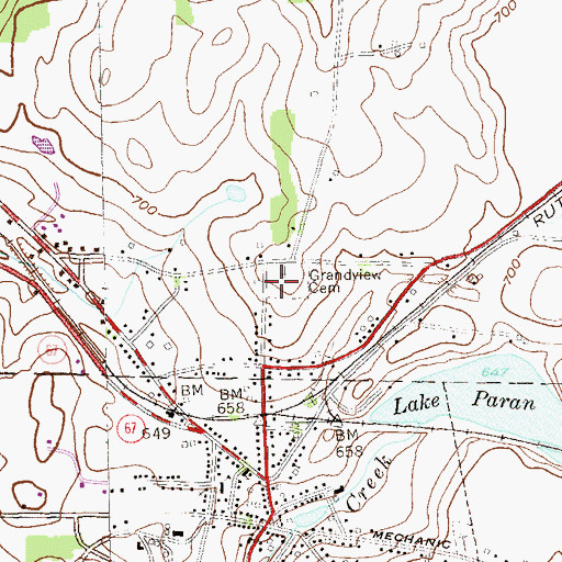 Topographic Map of Grandview Cemetery, VT