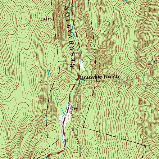 Topographic Map of Granville Notch, VT