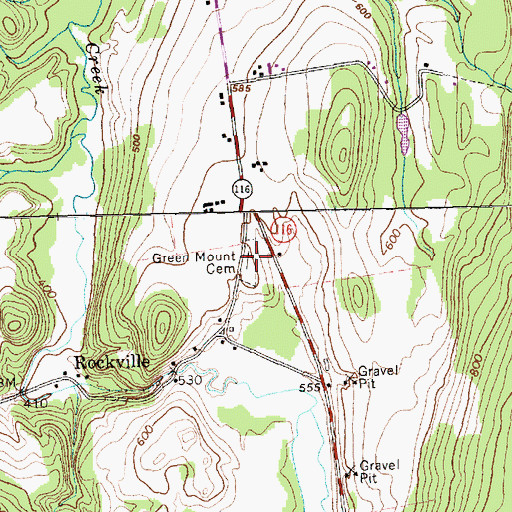 Topographic Map of Green Mount Cemetery, VT