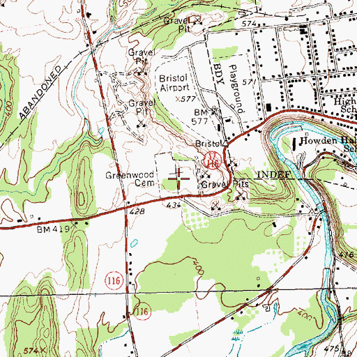 Topographic Map of Greenwood Cemetery, VT