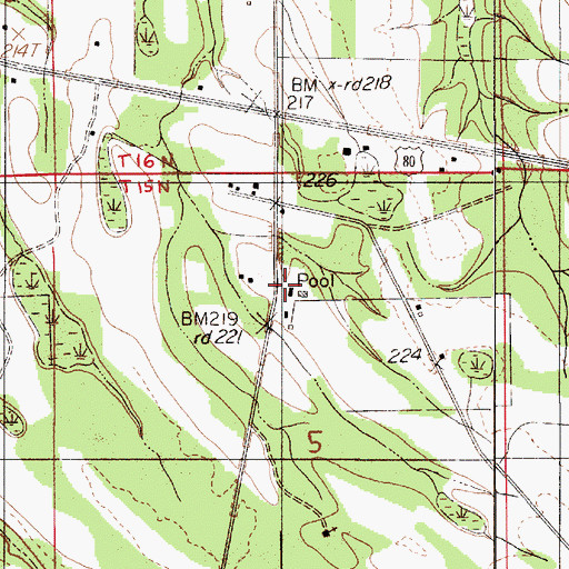 Topographic Map of Tyler Community Club, AL