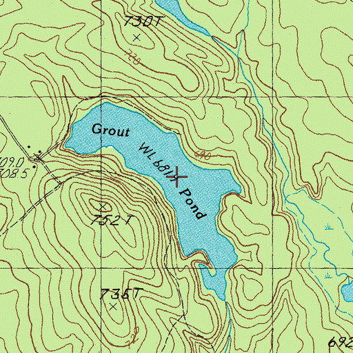 Topographic Map of Grout Pond, VT