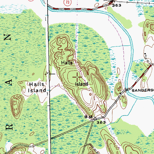 Topographic Map of Halls Island, VT