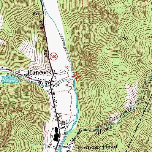 Topographic Map of Hancock Branch, VT