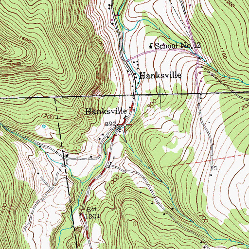 Topographic Map of Hanksville, VT