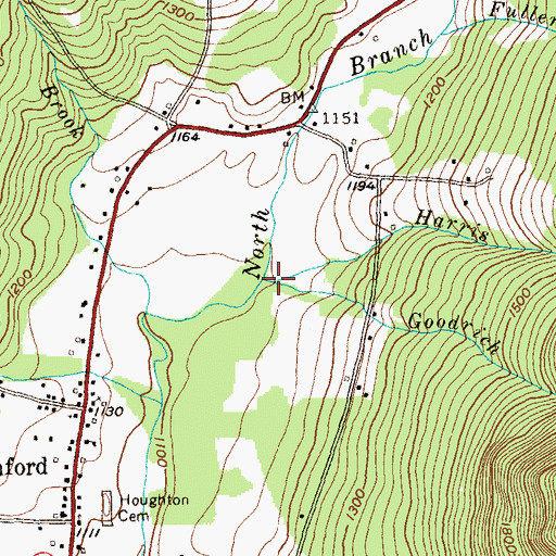 Topographic Map of Harris Brook, VT