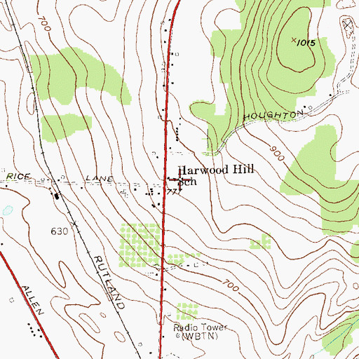 Topographic Map of Harwood Hill School, VT