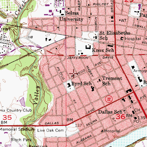 Topographic Map of Union Street Private Hospital (historical), AL