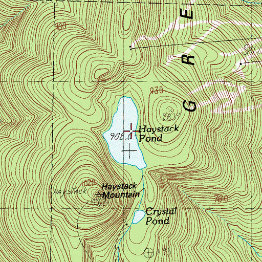 Topographic Map of Haystack Pond, VT