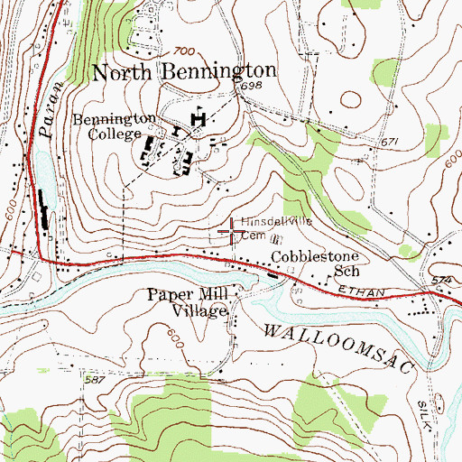 Topographic Map of Hinsdellville Cemetery, VT