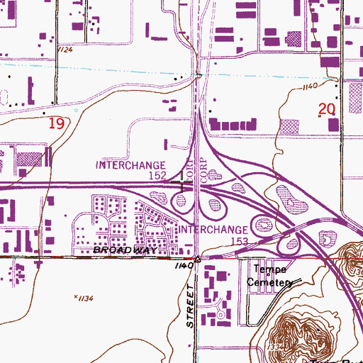 Topographic Map of Interchange One Hundred Fifty Two, AZ