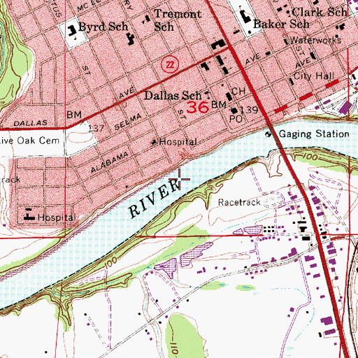Topographic Map of Valley Creek Bar, AL