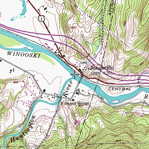 Topographic Map of Huntington River, VT