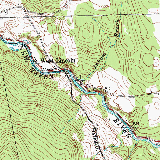 Topographic Map of Isham Brook, VT