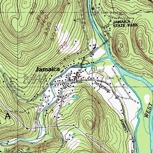Topographic Map of Jamaica, VT