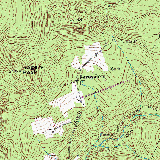 Topographic Map of Jerusalem, VT