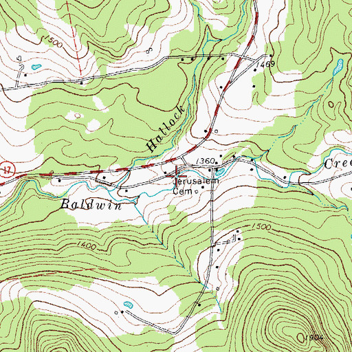 Topographic Map of Jerusalem Cemetery, VT