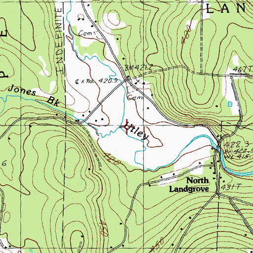 Topographic Map of Jones Brook, VT