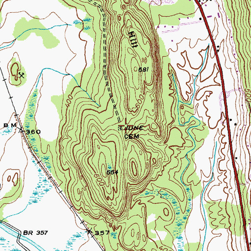 Topographic Map of June Cemetery, VT