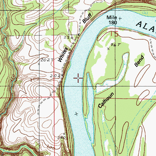 Topographic Map of White Bluff Bar, AL